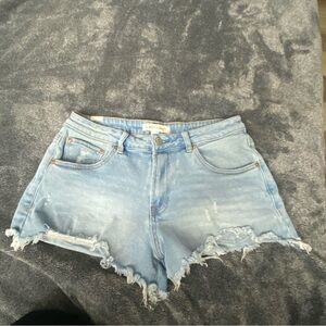 Almost Famous Light Blue Frayed Jean Shorts